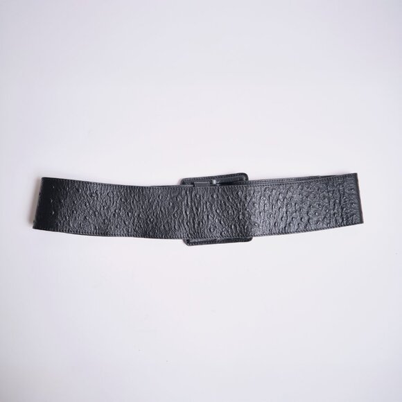 Sarah Pacini Big Ostrich Embossed Leather Belt - Black (NEW) - Picture 3 of 4